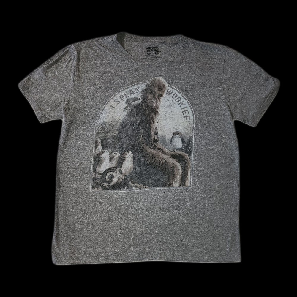 Star Wars: I Speak Wookiee Tee Gray short sleeve T-shirt distressed style
